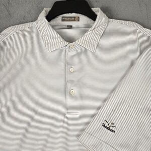 Peter Millar Summer Comfort Polo‎ Shirt Mens XL White Striped Golf Shorehaven
